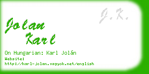 jolan karl business card